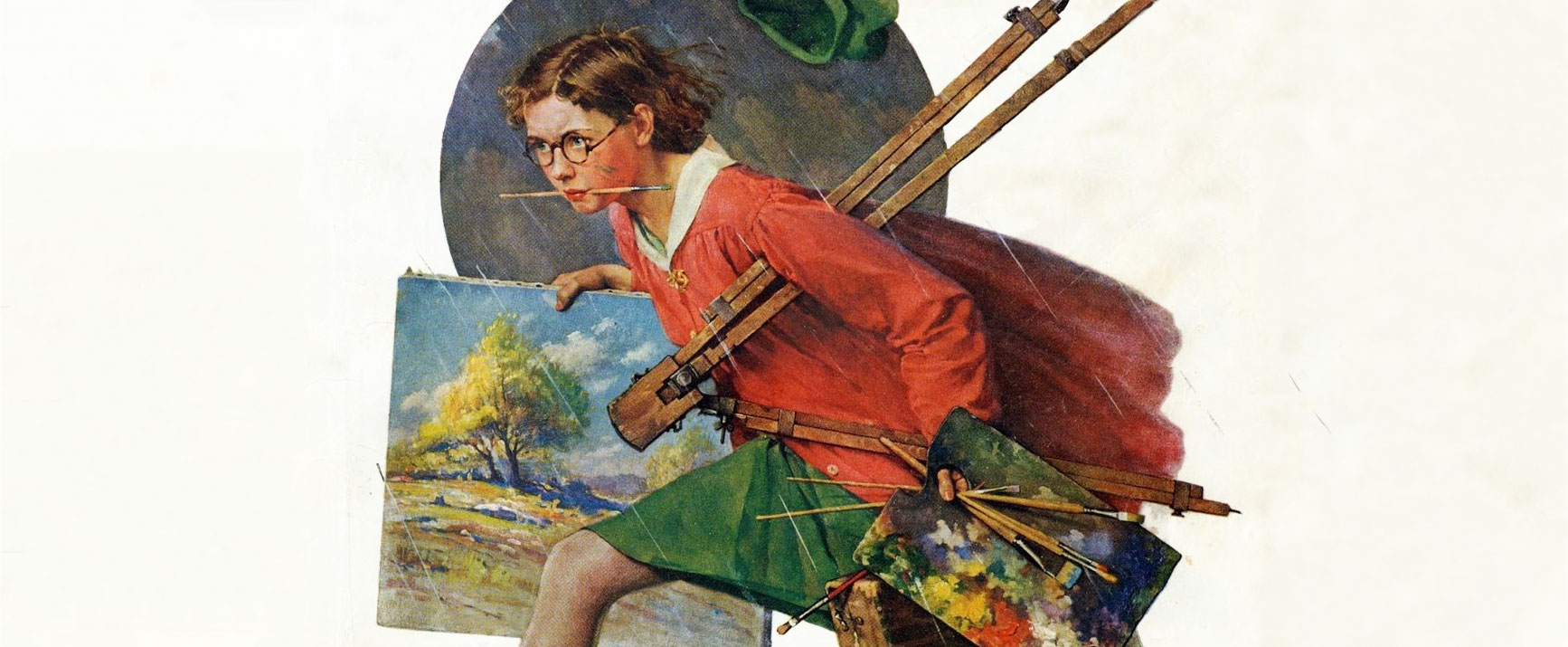 Norman Rockwell, Girl Running with Wet Canvas, 1930